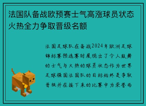 法国队备战欧预赛士气高涨球员状态火热全力争取晋级名额